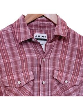 Ariat Hart Retro Fit Plaid Pearl Snap Men's Small Flannel Button Up Shirt Read